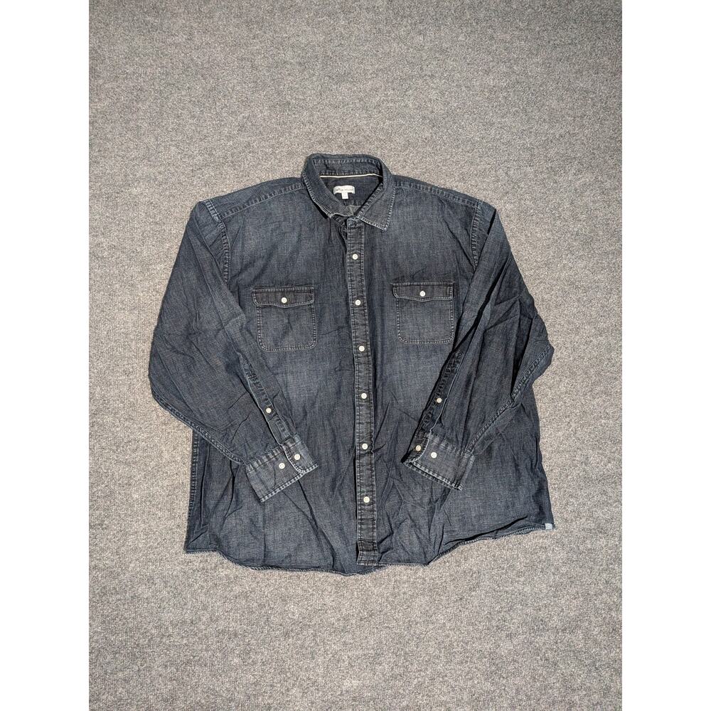 Peter Millar Denim Shirt Mens Size 2X Long Sleeve Blue